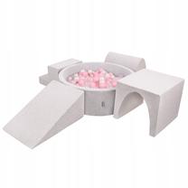 Бассейн с шариками, набор KiddyMoon Foam Version 3, 90 см x 90 см, 300 шт, прозрачный цв./белый цв.