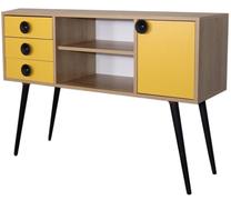 Konsoles galds Kalune Design Havana, zelta krās./ozola krās./dzeltens krās., 40 cm x 120 cm x 80 cm