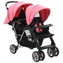 Sportinis vežimėlis VLX Tandem Stroller, juoda sp./rožinė sp.