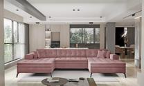 Kampinė sofa Vertizo Velvetmat 24, rožinė sp., 350 x 170 cm x 93 cm
