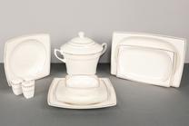 Pusdienu servīze Hermia Dinner Set 710KTP2687, porcelāna, zelta krās./balta krās., 62 gab.