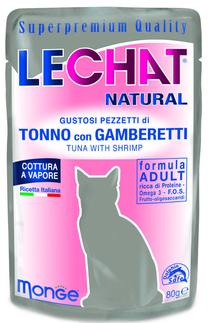 Mitrā kaķu barība Monge LeChat Natural Pouches, jūras veltes/tunzivis, 0.08 kg