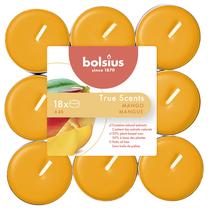 Žvakė, arbatinė Bolsius Mango, 4 h, 18 vnt., oranžinė sp.
