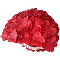 Шапочка для плавания Crowell Flower 1, красный цв.