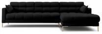 Kampinė sofa Micadoni Home Mamaia 5 Seats, juoda sp., dešininė, 293 x 185 cm x 75 cm