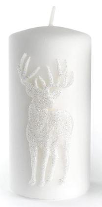 Ziemassvētku svece, cilindriskas Mondex Alp Deer BC1254-SW, 500 g, balta krās.