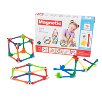 Magnetinis konstruktorius, 70 vnt., įvairių spalvų