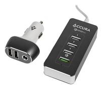 Automobilinis įkroviklis Accura, 2 x USB/4 x USB, juoda