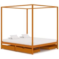 Lova dvigulė VLX Canopy 283260, 160 x 200 cm, ruda sp., be čiužinio, su grotelėmis