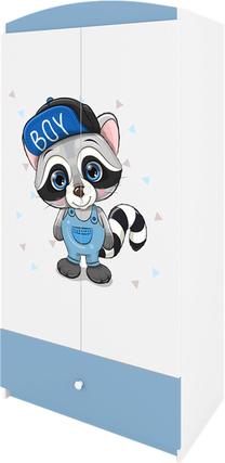Bērnu skapis Kocot Kids Babydreams Raccoon, zila krās./balta krās., 90 cm x 52 cm x 175.5 cm