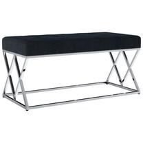 Prieškambario suoliukas VLX Velvet 249844, sidabro sp./juoda sp., 97 cm x 44 cm x 46 cm