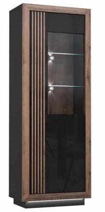 Vitrina Forte Savona SVNV711RB-M270, ruda sp./juoda sp., 73 cm x 42 cm x 197 cm