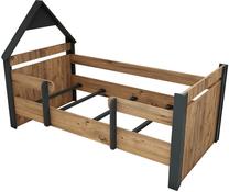 Lova viengulė Kalune Design Valerin, antracito sp./ruda sp., be čiužinio, su grotelėmis