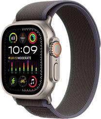 Viedais pulkstenis Apple Watch Ultra 2 GPS + Cellular, 49mm Titanium Blue/Black Trail Loop S/M LT, titāna krās.