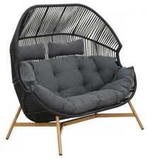 Lauko krėslas Mirpol Holand Double, juoda sp./medžio sp./ruda sp., 142 cm x 100 cm x 146 cm