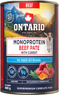 Šlapias šunų maistas Ontario Monoprotein Adult, jautiena/morkos, 0.4 kg