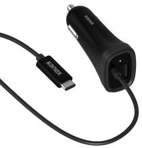 Automobilinis įkroviklis Kanex, USB/USB-C, 120 cm, juoda sp.