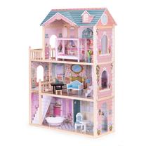 Lėlių namas EcoToys Wooden Dollhouse 8106, rožinė sp.