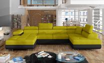 Kampinė sofa Rodrigo Omega 68, Soft 11, juoda sp./geltona sp., dešininė, 202 x 345 cm x 90 cm