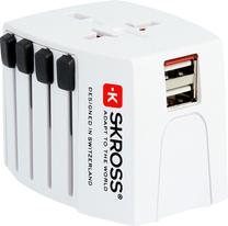 Adapteris Skross World Adapter MUV USB 1.302930 Schuko, balta krās.