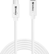 Kabelis Sandberg 136-55, USB-C male/USB-C female, 200 cm, balta sp., 1000 W