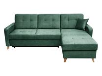 Kampinė sofa - lova Lars, žalia sp., 223 x 161 cm x 83 cm