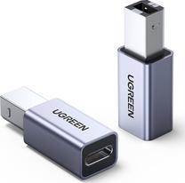 Adapteris Ugreen USB-B - USB-C 20120 USB-B male, USB-C female, sidabro sp.