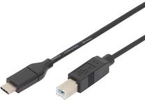 Vads Digitus USB Type-C to USB Type-B AK-300150-018-S USB-C, USB 2.0 B male, 1.8 m, melna krās.