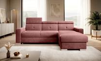 Kampinė sofa Fresia Lukso 24, rožinė sp., dešininė, 176 x 247 cm x 104 cm