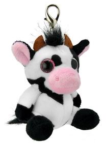 Mīkstā rotaļlieta Wild Planet Cow 52620, balta krās./melna krās., 8 cm