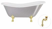 Vonia, laisvai pastatoma Besco Otylia Glam, 170 cm x 77 cm x 68.5 cm, ovalas, aukso sp./sidabro sp.