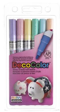 Flomasteriai Marvy DecoColor, vienpusiai, 6 vnt.