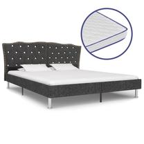 Lova dvigulė VLX Fabric 277038, 160 x 200 cm, tamsiai pilka sp., su čiužiniu, su grotelėmis