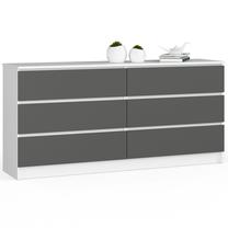 Komoda Akord K160, balta sp./pilka sp., 77 cm x 160 cm x 40 cm