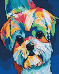 Glezna pēc numuriem Image of Paint it! Colorful dog, daudzkrāsaina