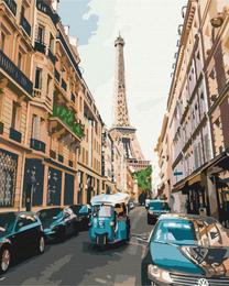 Tapymas pagal skaičius Brushme Tourist Paris, įvairių spalvų