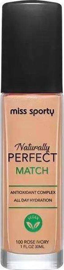 Skystas makiažo pagrindas Miss Sporty Naturally Perfect Match, 100 rose ivory, 30 ml