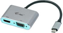 Adapteris i-Tec USB-C To HDMI / VGA USB Type-C, HDMI / VGA, 0.15 m, sudraba krās.