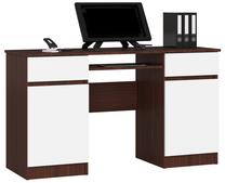Rašomasis stalas su spintele Akord CLP A5 2D 2SZ, 135 cm x 50 cm, 77 cm, ruda sp./balta sp.