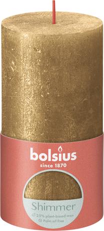 Žvakė, cilindrinė Bolsius, 85 h, aukso sp.