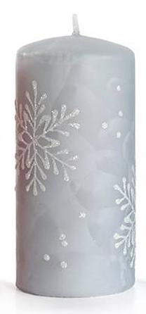 Ziemassvētku svece, cilindriskas Mondex Snowflake, pelēka krās.