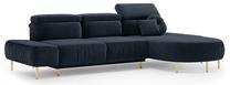 Kampinė sofa - lova Homede Malfa, tamsiai mėlyna sp., dešininė, 287 x 180 cm x 98 cm