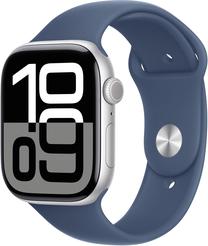 Viedais pulkstenis Apple Watch Series 10 GPS 46mm Case Denim Sport Band S/M, silver aluminium krās.