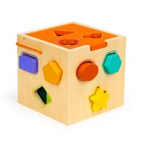 Attīstoša rotaļlieta Wooden Block Sorter, 14 cm, daudzkrāsaina