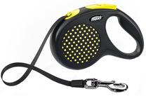 Automatinis pavadėlis Flexi Design S, juoda sp./geltona sp., 5 m