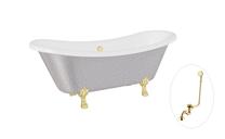 Vonia, laisvai pastatoma Besco Amelia Glam, 190 cm x 77 cm x 69 cm, ovalas, aukso sp./sidabro sp.