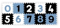 Kilimėlis kūdikiams - dėlionė BabyOno Foam Puzzle 274/03, 30 cm x 30 cm, 10 vnt, mėlyna sp./balta sp.