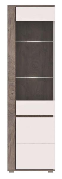 Vitrina Ares AS8, ąžuolo sp./balta sp., 60 cm x 40 cm x 196 cm