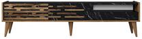 TV galds Kalune Design Valensiya, melns krās./marmora krās./valriekstu krās., 180 cm x 45 cm x 35 cm