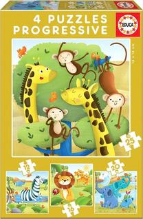 Пазл 4in1 Educa Wild Animals, 18 см x 26 см, 73 шт., многоцветный